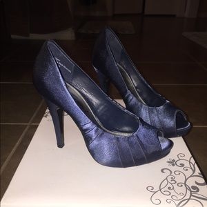 Open Toe Navy Blue Heel
